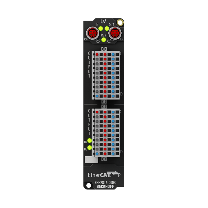 EPP2816-0003 | EtherCAT P-Box, 16-Kanal-Digital-Ausgang, 24 V DC, 0,5 A, IP20-Stecker