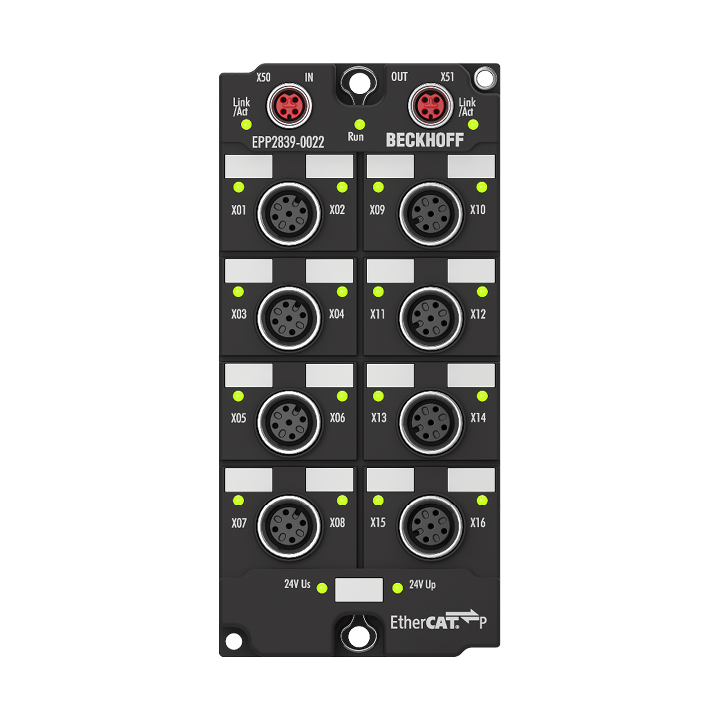 EPP2839-0022 | EtherCAT P-Box, 16-Kanal-Digital-Ausgang, 24 V DC, 0,5 A, M12, mit Diagnose