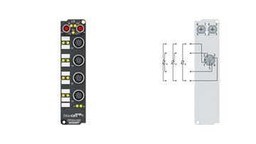 EPP3204-0002 | EtherCAT P Box, 4-channel analog input, temperature, RTD (Pt100), 16 bit, M12