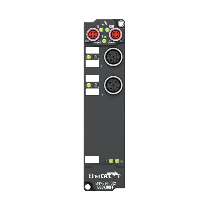 EPP4314-1002 | EtherCAT P Box, 2-channel analog input + 2-channel analog output, multi-function, ±20 mA, 16 bit, differential, M12