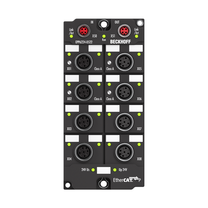 EPP6224-0522 | EtherCAT P Box, 4-channel communication interface + 12-channel digital combi, IO-Link, master, Class A, M12, timestamp