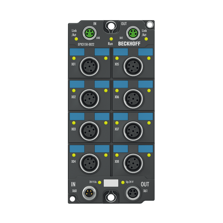 EPX3158-0022 | EtherCAT Box, 8-channel analog input, current, 4…20 mA, 16 bit, single-ended, M12, Ex i