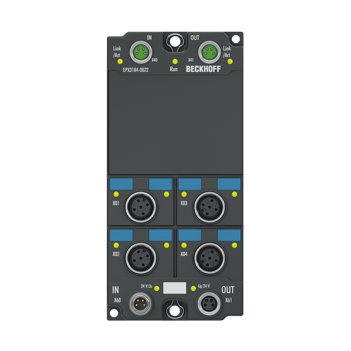 EPX3184-0022 | EtherCAT Box, 4-channel analog input, current, 4…20 mA, 16 bit, single-ended, M12, HART, Ex i