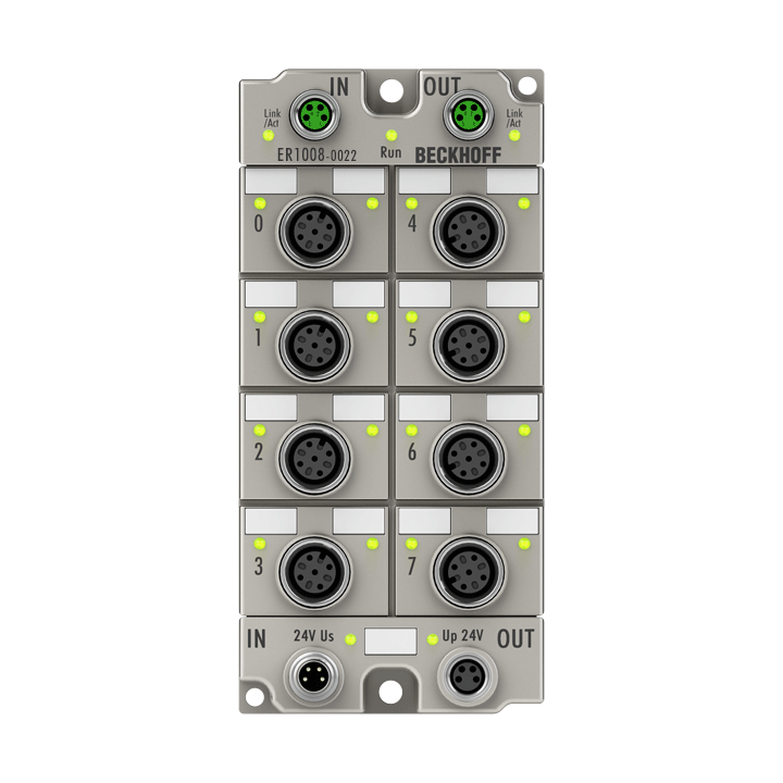 ER1008-0022 | EtherCAT Box, 8-Kanal-Digital-Eingang, 24 V DC, 3 ms, M12, Zinkdruckguss