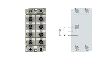 ER1008-0022 | EtherCAT Box, 8-Kanal-Digital-Eingang, 24 V DC, 3 ms, M12, Zinkdruckguss