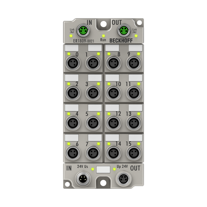 ER1809-0021 | EtherCAT Box, 16-channel digital input, 24 V DC, 3 ms, M8, zinc die-cast