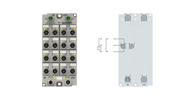 ER1809-0021 | EtherCAT Box, 16-Kanal-Digital-Eingang, 24 V DC, 3 ms, M8, Zinkdruckguss