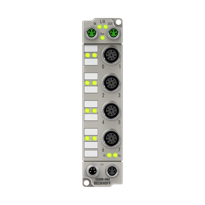 ER2008-0002 | EtherCAT Box, 8-Kanal-Digital-Ausgang, 24 V DC, 0,5 A, M12, Zinkdruckguss