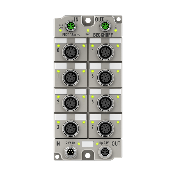 ER2008-0022 | EtherCAT Box, 8-Kanal-Digital-Ausgang, 24 V DC, 0,5 A, M12, Zinkdruckguss