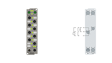 ER2338-0001 | EtherCAT Box, 8-Kanal-Digital-Kombi, 24 V DC, 10 µs, 0,5 A, M8, Zinkdruckguss