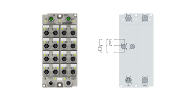 ER2349-0021 | EtherCAT Box, 16-Kanal-Digital-Kombi, 24 V DC, 10 µs, 0,5 A, M8, Zinkdruckguss