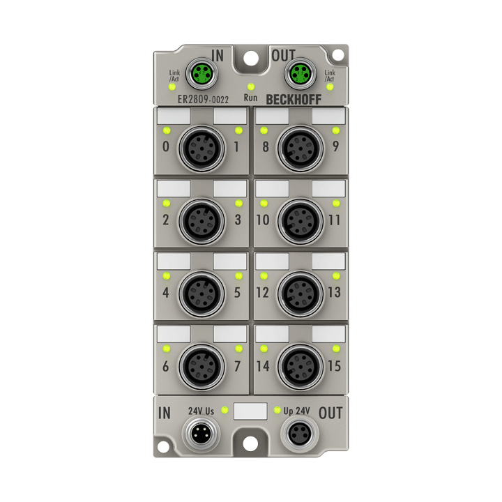 ER2809-0022 | EtherCAT Box, 16-channel digital output, 24 V DC, 0.5 A, M12, zinc die-cast