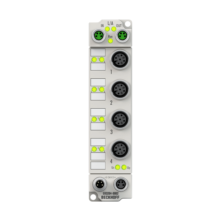 ER3204-0002 | EtherCAT Box, 4-channel analog input, temperature, RTD (Pt100), 16 bit, M12, zinc die-cast