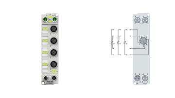 ER3204-0002 | EtherCAT Box, 4-channel analog input, temperature, RTD (Pt100), 16 bit, M12, zinc die-cast