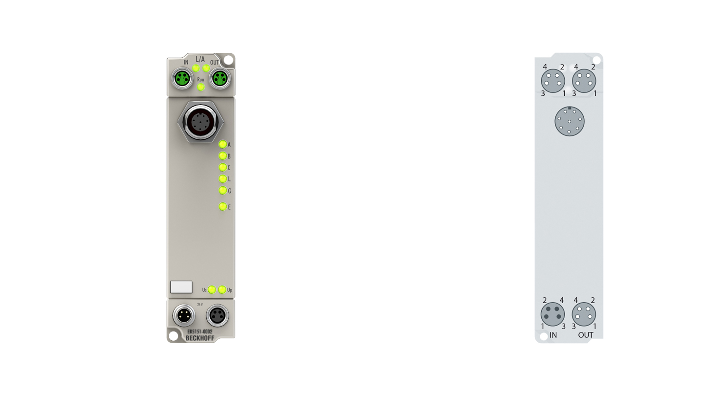 ER5151-0002 | EtherCAT Box, 1-Kanal-Encoder-Interface, inkremental, 24 V DC HTL, 100 kHz, M12, Zinkdruckguss