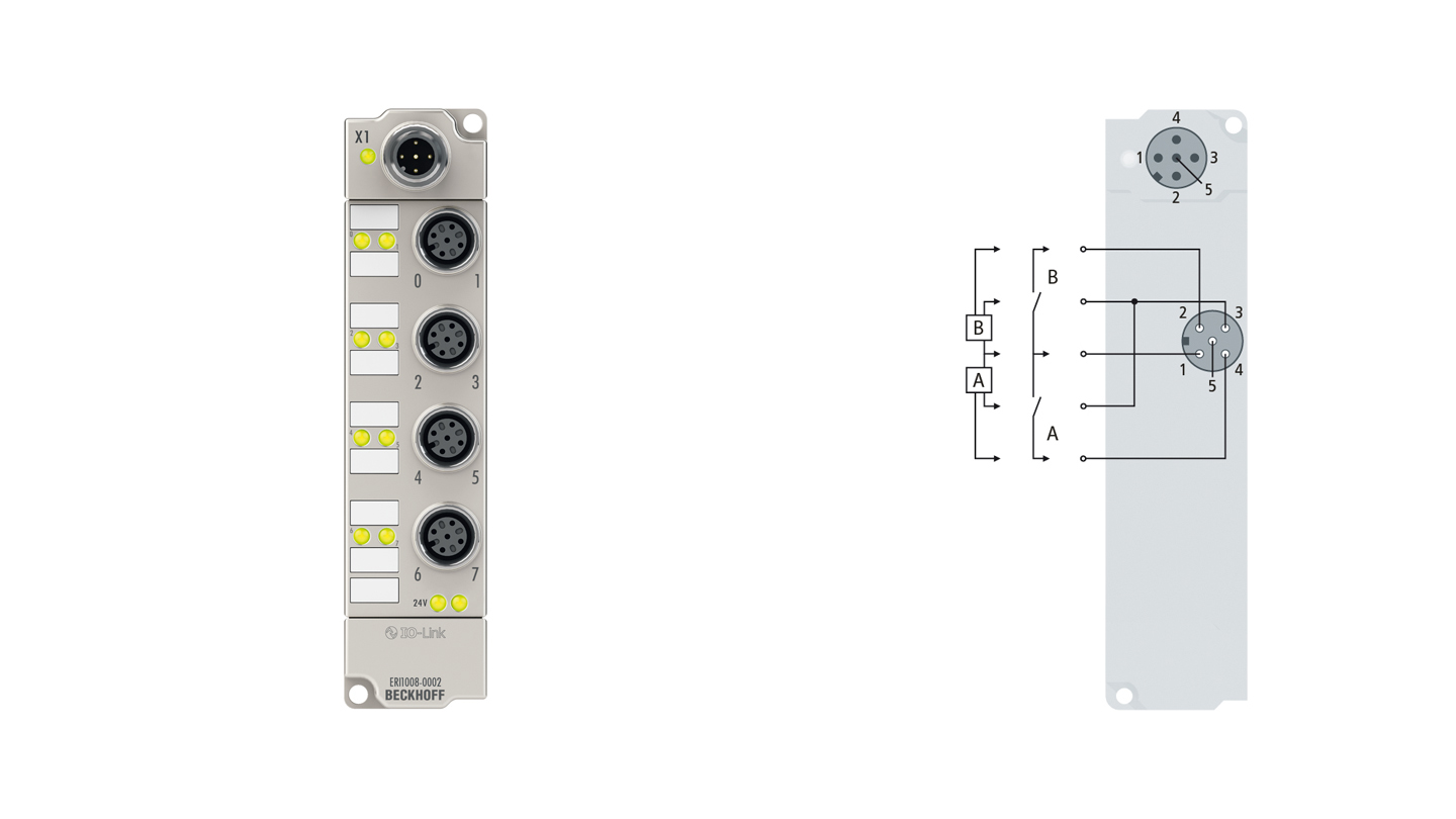 ERI1008-0002 | IO-Link box, 8-channel digital input, 24 V DC, 3 ms, M12, zinc die-cast