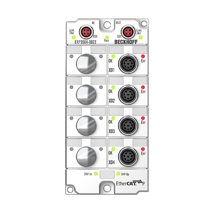 ERP3504-0022 | EtherCAT P-Box, 4-Kanal-Analog-Eingang, Messbrücke, Voll-/Halb-/Viertelbrücke, 24 Bit, 10 kSps