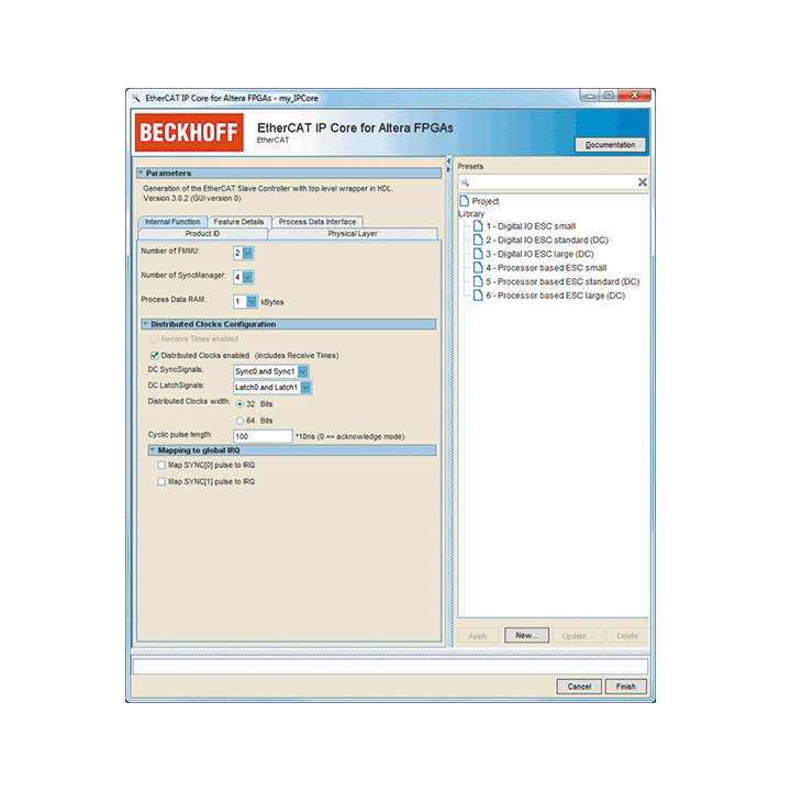 ET1810, ET1811 | EtherCAT IP core for Intel® FPGAs