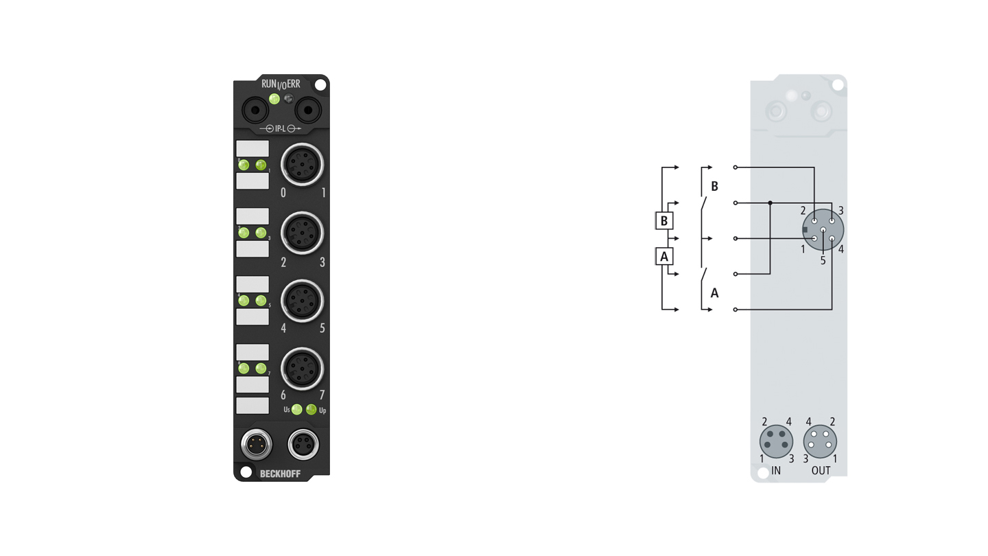 IE1002 | Erweiterungs-Box, 8-Kanal-Digital-Eingang, 24 V DC, 3 ms, M12