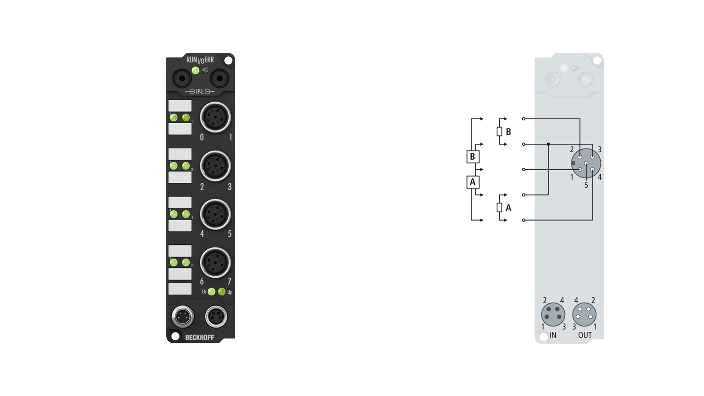 IE2002 | Extension Box, 8-channel digital output, 24 V DC, 0.5 A, M12