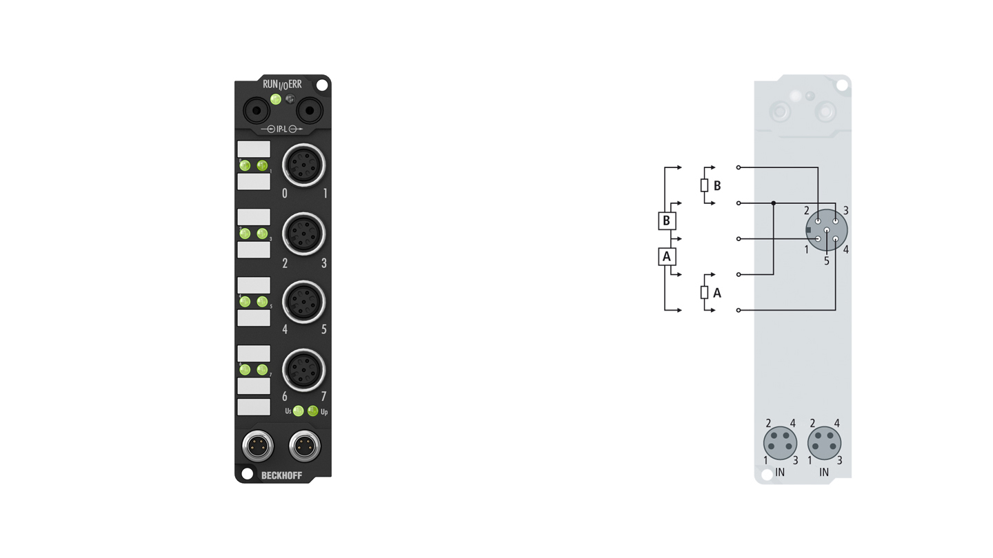 IE2042 | Erweiterungs-Box, 8-Kanal-Digital-Ausgang, 24 V DC, 2 A (∑ 12 A), M12