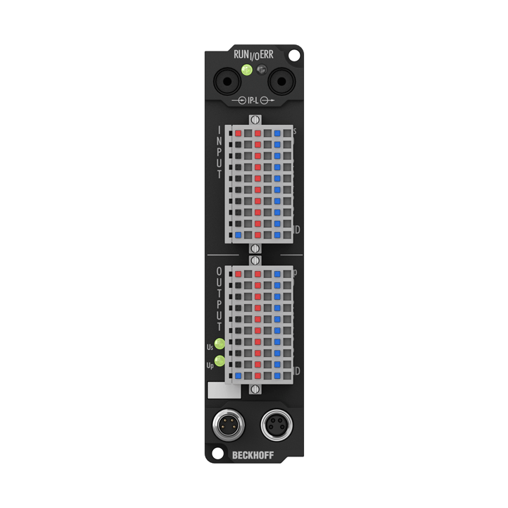 IE2403 | Erweiterungs-Box, 8-Kanal-Digital-Eingang + 8-Kanal-Digital-Ausgang, 24 V DC, 3 ms, 0,5 A, IP20-Stecker