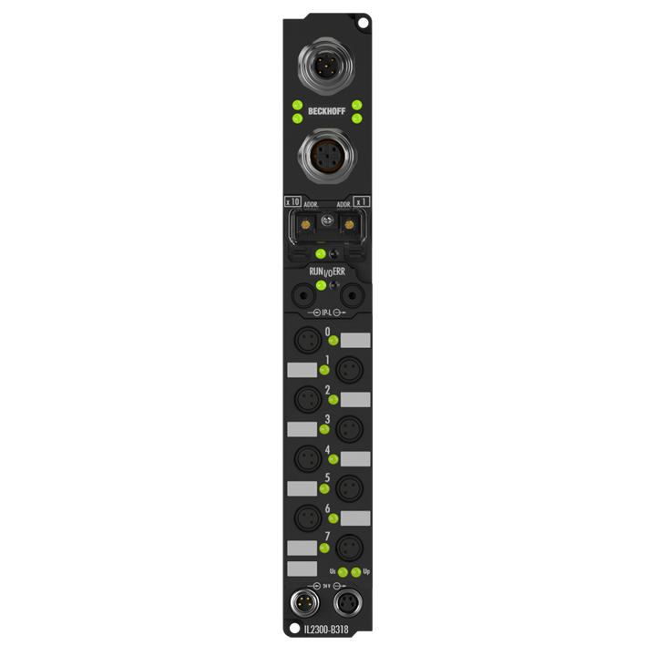 IL2300-B318 | Coupler Box, 4-channel digital input + 4-channel digital output, PROFIBUS, 24 V DC, 3 ms, 0.5 A, Ø8, integrated T-connector