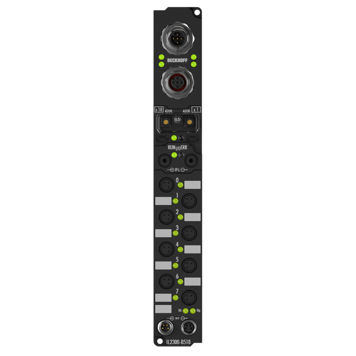 IL2300-B518 | Coupler Box, 4-channel digital input + 4-channel digital output, CANopen, 24 V DC, 3 ms, 0.5 A, Ø8, integrated T-connector