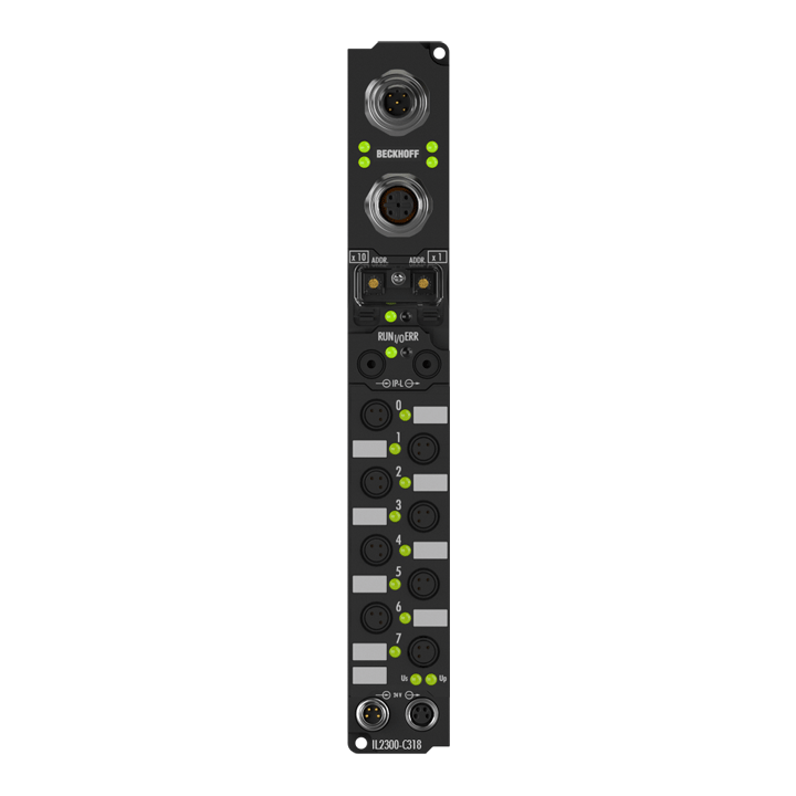 IL2300-C318 | SPS Box, 4-Kanal-Digital-Eingang + 4-Kanal-Digital-Ausgang, PROFIBUS, 24 V DC, 3 ms, 0,5 A, Ø8, integriertes T-Stück