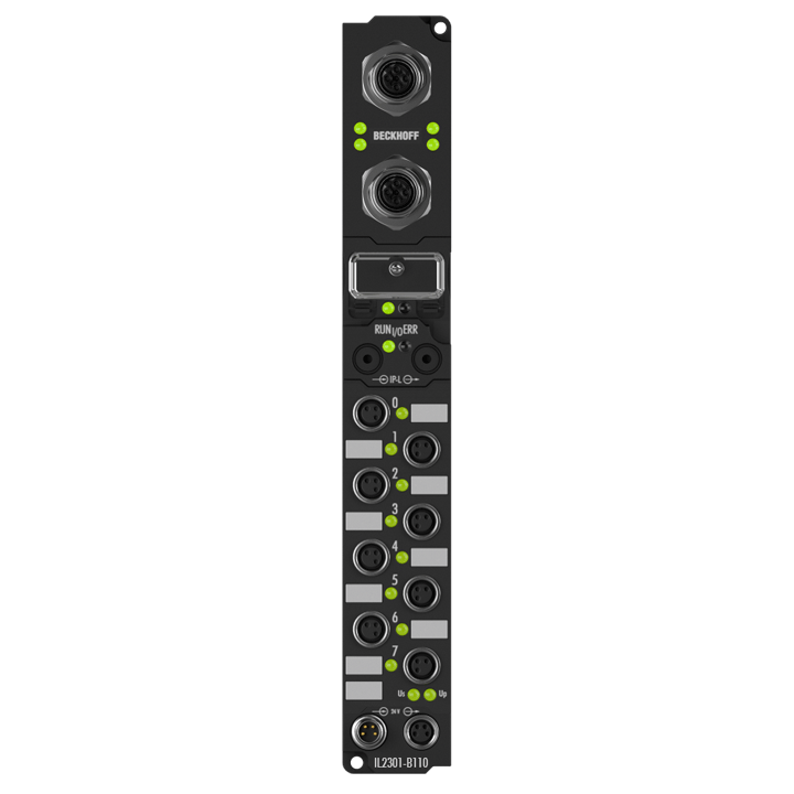 IL2301-B110 | Koppler Box, 4-Kanal-Digital-Eingang + 4-Kanal-Digital-Ausgang, EtherCAT, 24 V DC, 3 ms, 0,5 A, M8