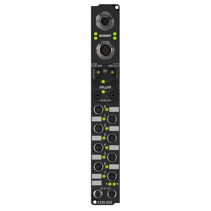 IL2301-Bxxx | Koppler Box, 4-Kanal-Digital-Eingang + 4-Kanal-Digital-Ausgang, 24 V DC, 3 ms, 0,5 A, M8