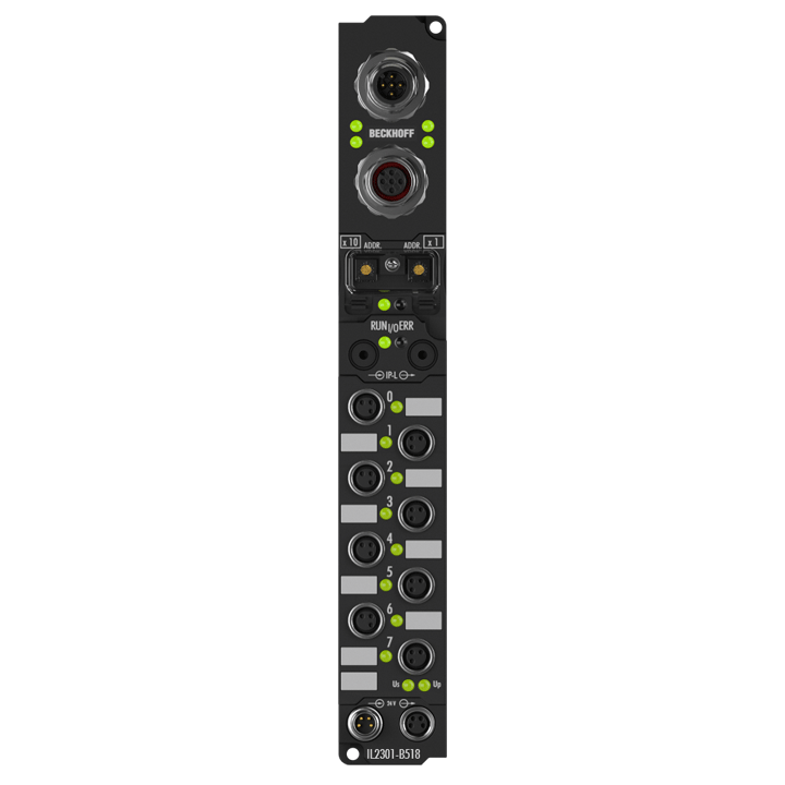 IL2301-B518 | Koppler Box, 4-Kanal-Digital-Eingang + 4-Kanal-Digital-Ausgang, CANopen, 24 V DC, 3 ms, 0,5 A, M8, integriertes T-Stück