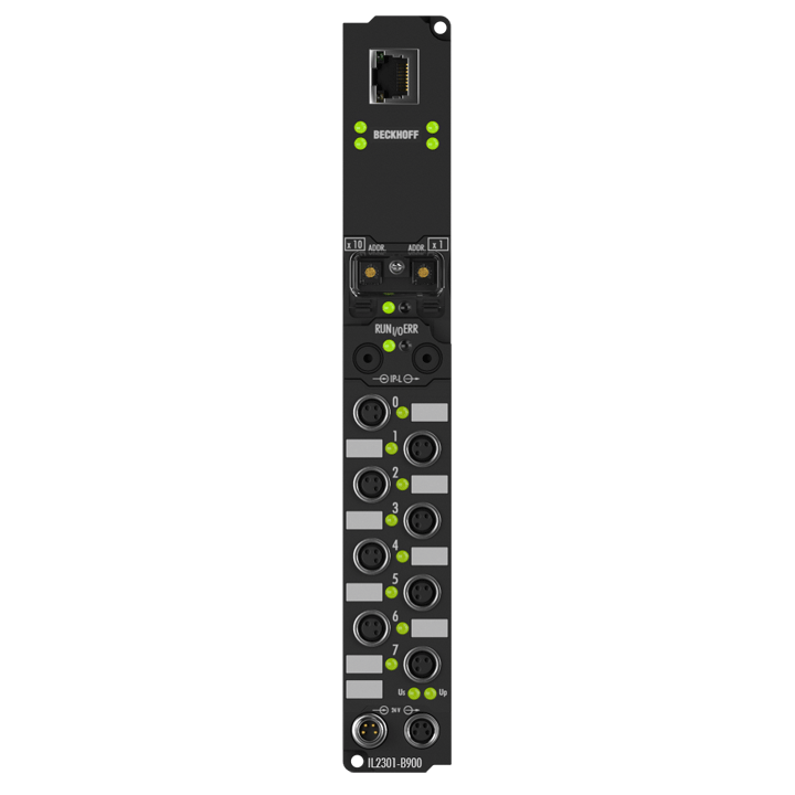 IL2301-B900 | Coupler Box, 4-channel digital input + 4-channel digital output, Ethernet, 24 V DC, 3 ms, 0.5 A, M8