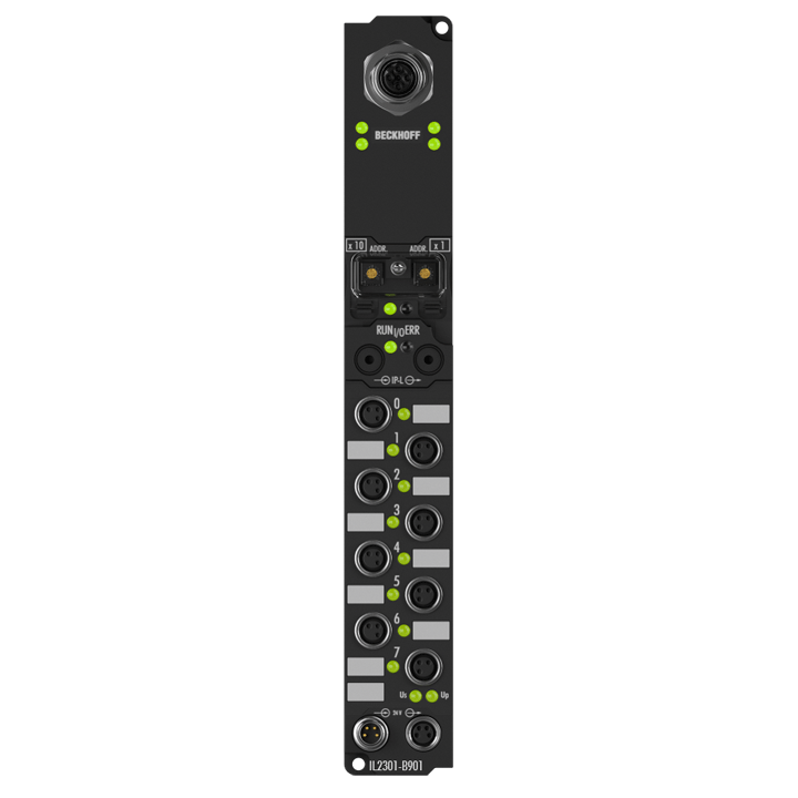 IL2301-B901 | Koppler Box, 4-Kanal-Digital-Eingang + 4-Kanal-Digital-Ausgang, Ethernet, 24 V DC, 3 ms, 0,5 A, M8
