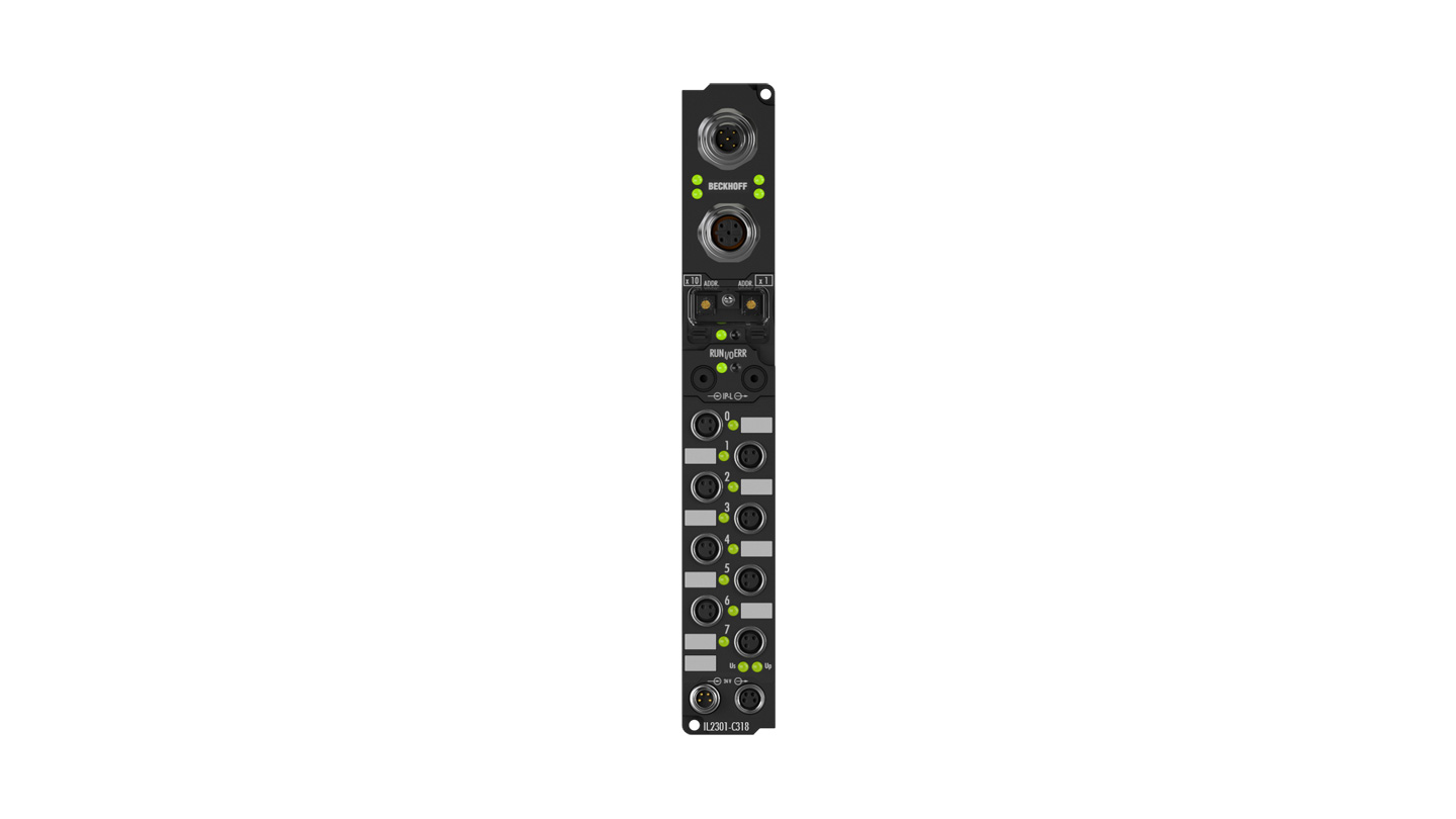 IL2301-Cxxx | SPS Box, 4-Kanal-Digital-Eingang + 4-Kanal-Digital-Ausgang, 24 V DC, 3 ms, 0,5 A, M8