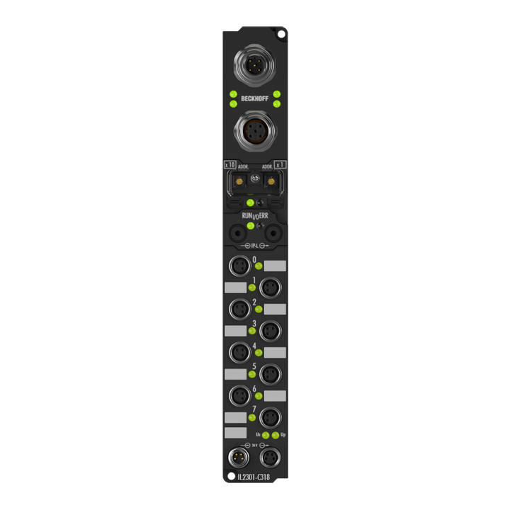 IL2301-C318 | PLC Box, 4-channel digital input + 4-channel digital output, PROFIBUS, 24 V DC, 3 ms, 0.5 A, M8, integrated T-connector