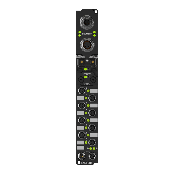 IL2301-C318 | SPS Box, 4-Kanal-Digital-Eingang + 4-Kanal-Digital-Ausgang, PROFIBUS, 24 V DC, 3 ms, 0,5 A, M8, integriertes T-Stück