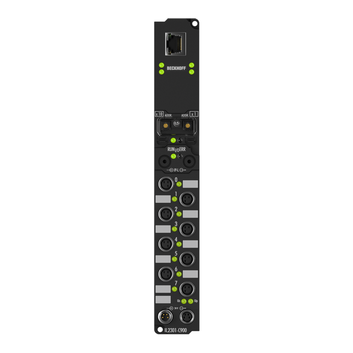 IL2301-C900 | PLC Box, 4-channel digital input + 4-channel digital output, Ethernet, 24 V DC, 3 ms, 0.5 A, M8