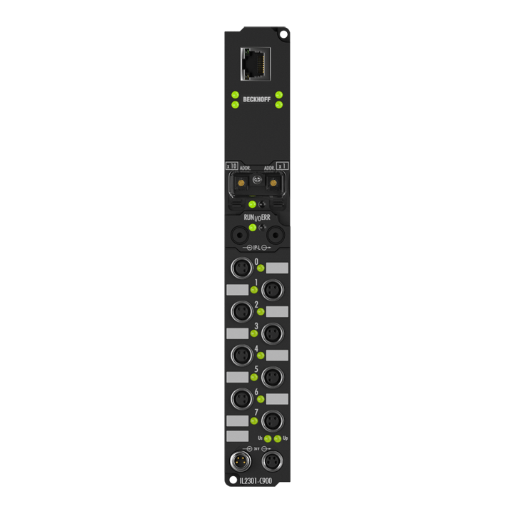 IL2301-C900 | SPS Box, 4-Kanal-Digital-Eingang + 4-Kanal-Digital-Ausgang, Ethernet, 24 V DC, 3 ms, 0,5 A, M8