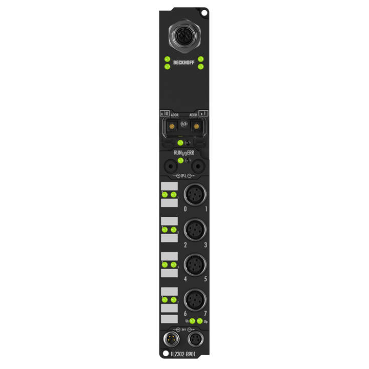 IL2302-B901 | Koppler Box, 4-Kanal-Digital-Eingang + 4-Kanal-Digital-Ausgang, Ethernet, 24 V DC, 3 ms, 0,5 A, M12