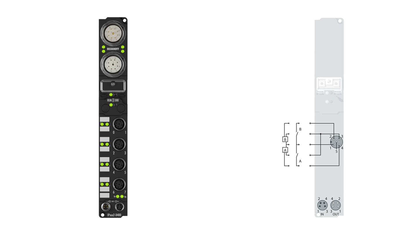 IP1002-B400 | Fieldbus Box, 8-channel digital input, Interbus, 24 V DC, 3 ms, M12