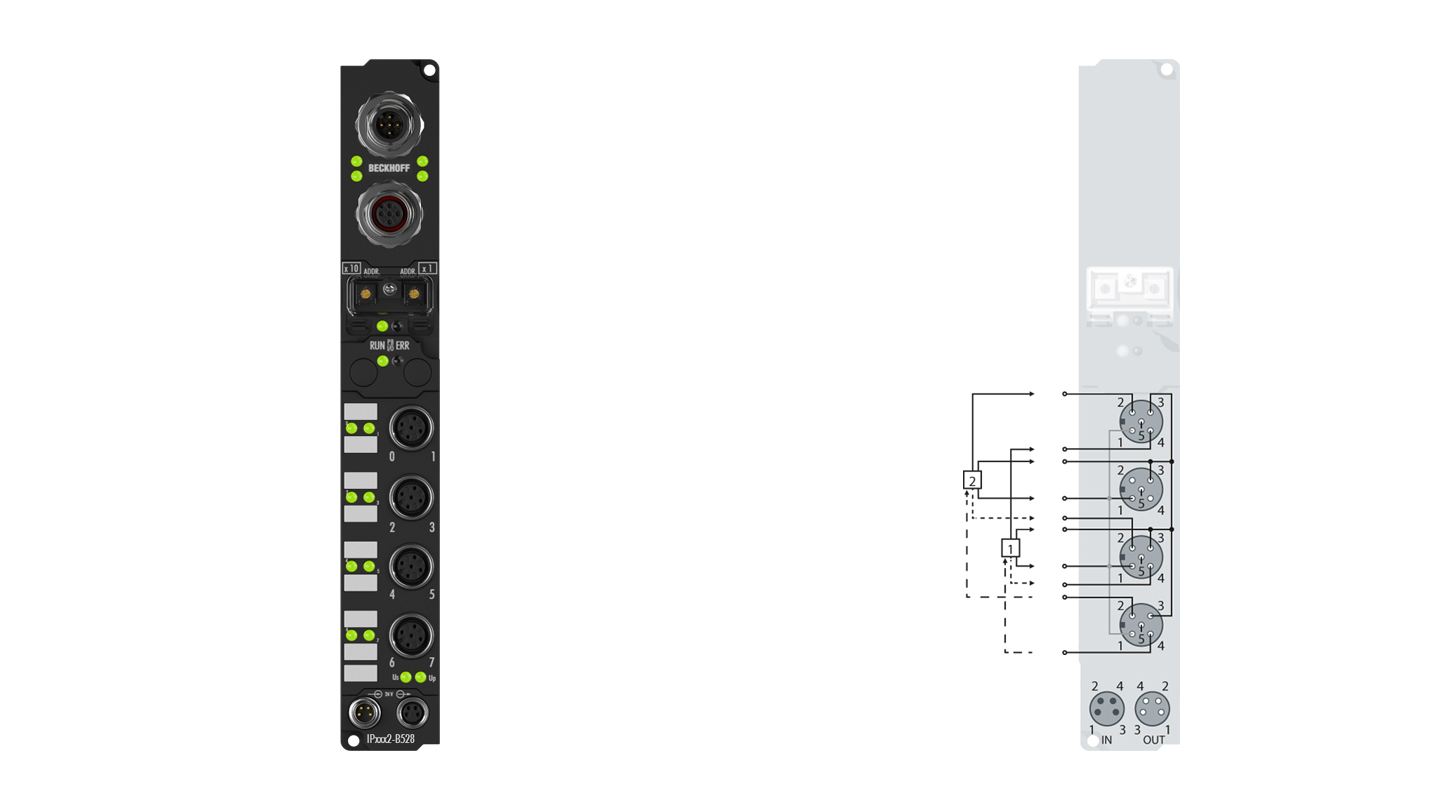 IP1502-B528 | Feldbus Box, 2-Kanal-Digital-Eingang, DeviceNet, Zähler, 24 V DC, 100 kHz, M12, integriertes T-Stück