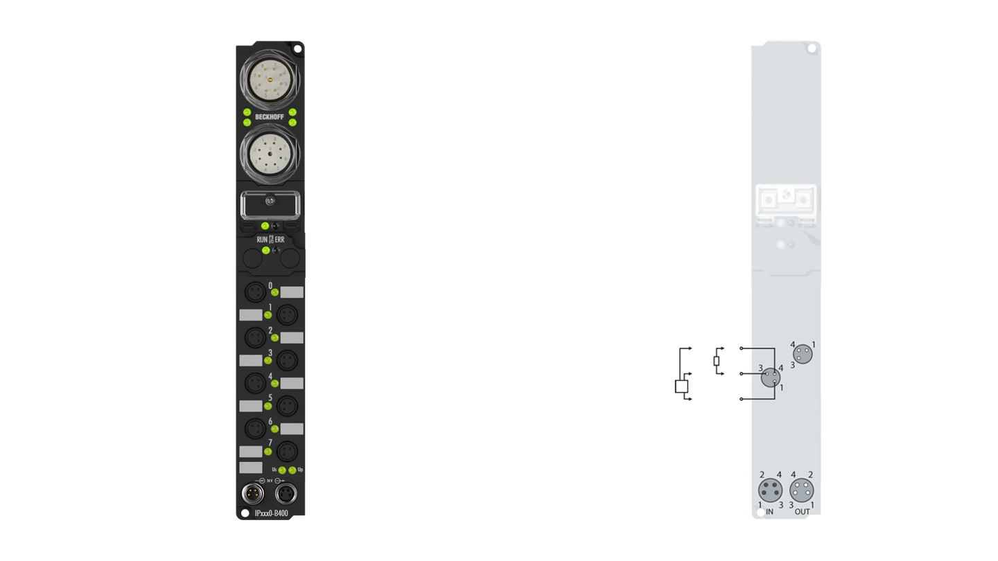 IP2000-B400 | Fieldbus Box, 8-channel digital output, Interbus, 24 V DC, 0.5 A, Ø8