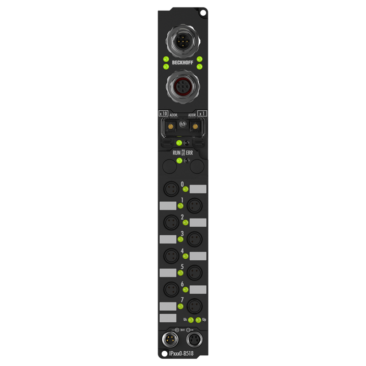 IP2020-B518 | Fieldbus Box, 8-channel digital output, CANopen, 24 V DC, 2 A, Ø8, integrated T-connector