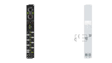IP2021-B518 | Fieldbus Box, 8-channel digital output, CANopen, 24 V DC, 2 A, M8, integrated T-connector
