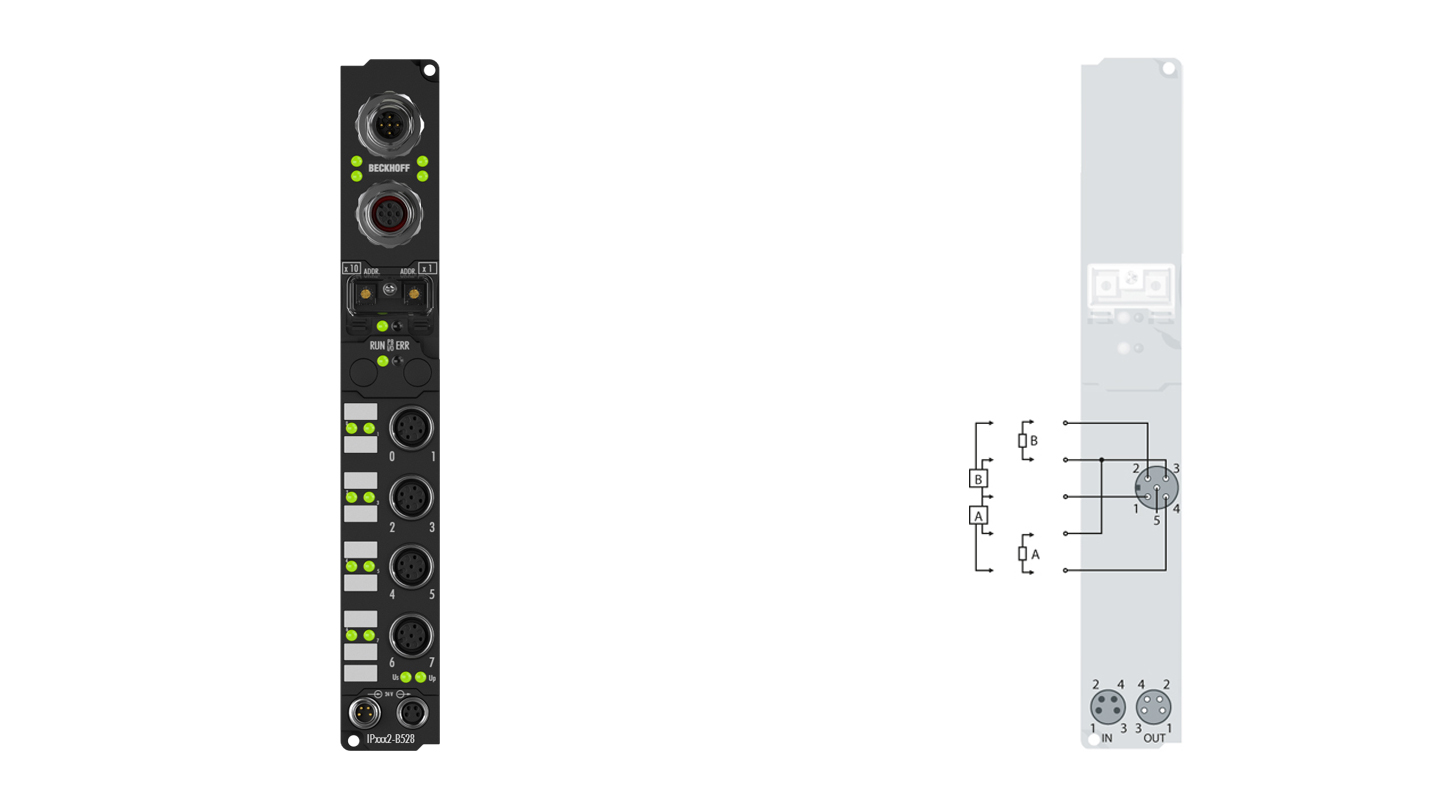 IP2022-B528 | Fieldbus Box, 8-channel digital output, DeviceNet, 24 V DC, 2 A, M12, integrated T-connector