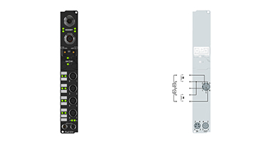 IP2042-B318 | Fieldbus Box, 8-channel digital output, PROFIBUS, 24 V DC, 2 A (∑ 12 A), M12, integrated T-connector