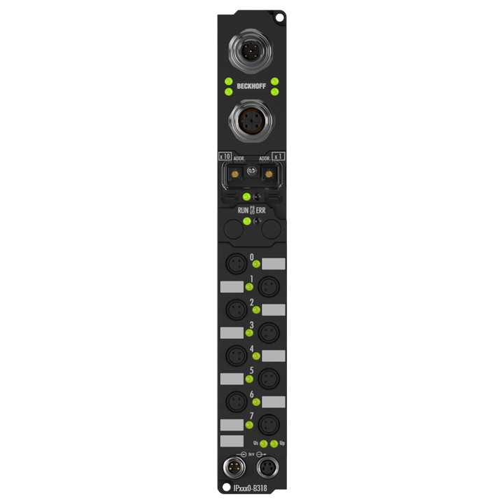 IP2310-B318 | Fieldbus Box, 4-channel digital input + 4-channel digital output, PROFIBUS, 24 V DC, 0.2 ms, 0.5 A, Ø8, integrated T-connector