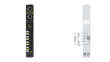 IP2332-B318 | Fieldbus Box, 4-channel digital input + 4-channel digital output, PROFIBUS, 24 V DC, 0.2 ms, 2 A, M12, integrated T-connector