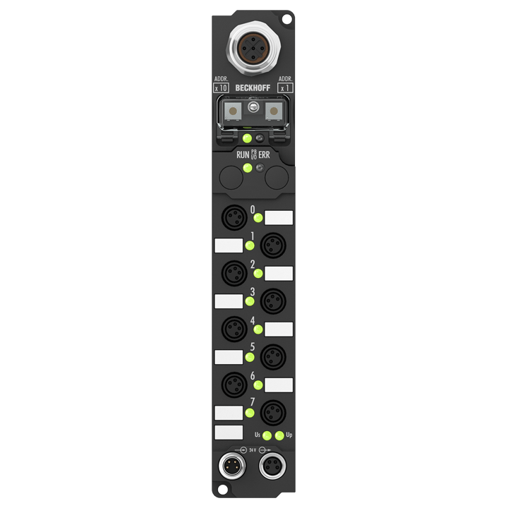 IP2400-Bxxx | Feldbus Box, 8-Kanal-Digital-Eingang + 8-Kanal-Digital-Ausgang, 24 V DC, 3 ms, 0,5 A, Ø8